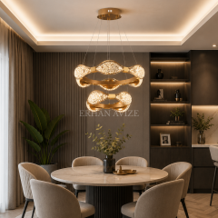 EASD-416 60+40cm Modern Saten Gold LED Avize