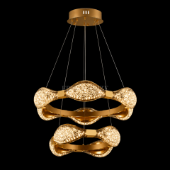 EASD-416 60+40cm Modern Saten Gold LED Avize