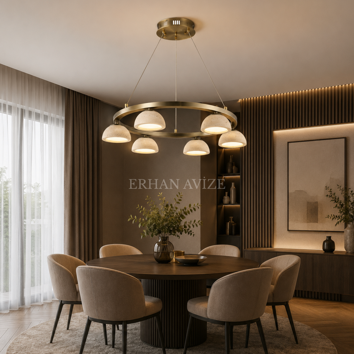 EASD-453 Yuvarlak Mermer Tasarımlı Modern LED Avize