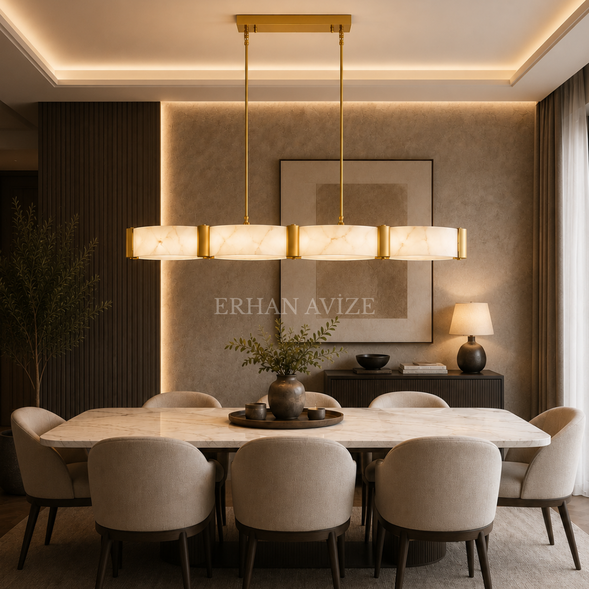 EASD-412 Yemek Masası Mermer Model LED Avize