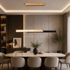 EASD-435 Yemek Masası Mermer Detaylı Modern LED Avize