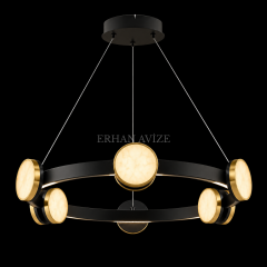 EASD-493 Yuvarlak Siyah Kasa Modern LED Avize