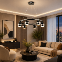 EASD-186 Yuvarlak Platin 6'lı LED Avize
