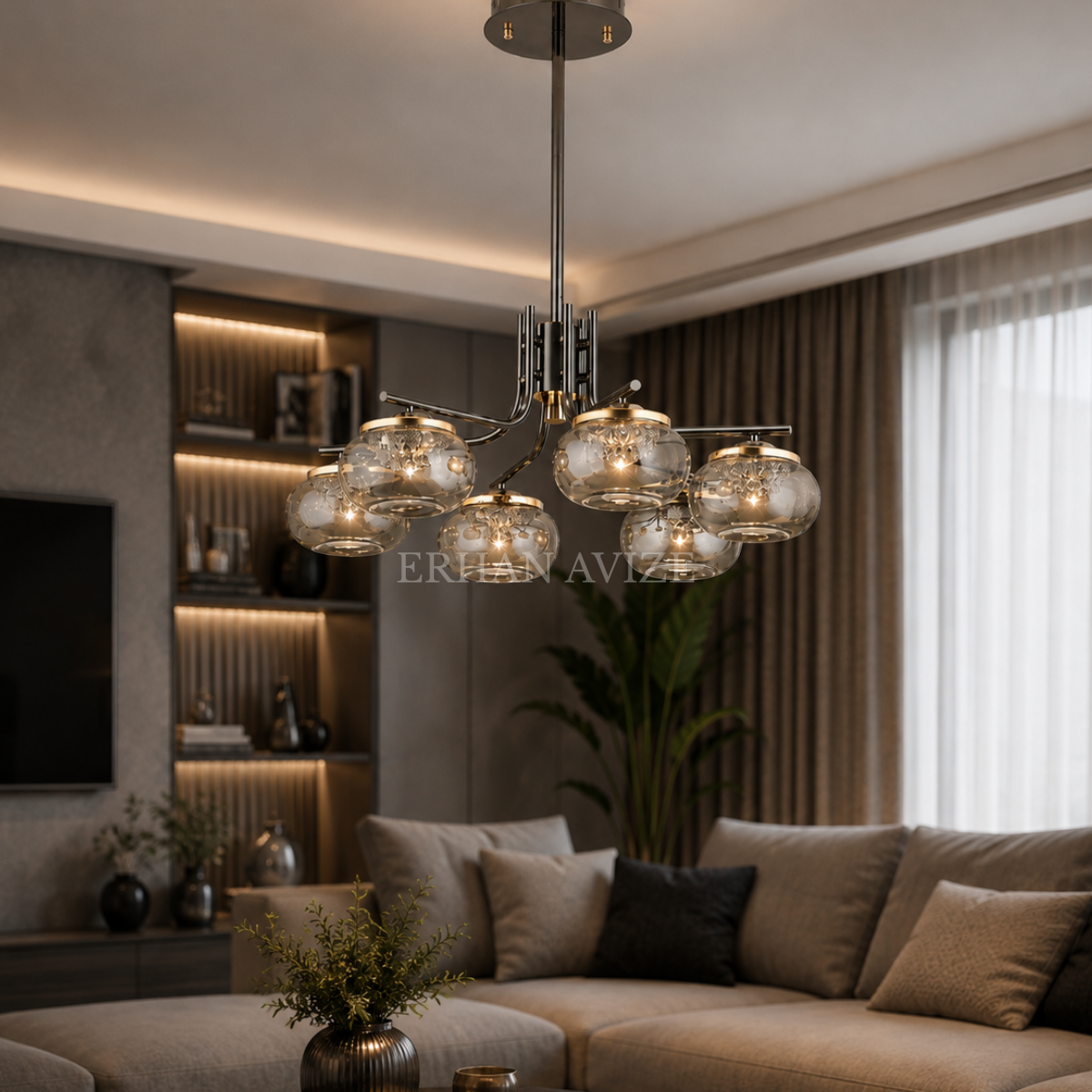 EASD-528-6’lı Modern Camlı LED Avize