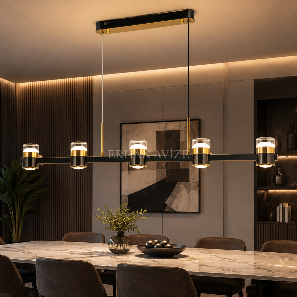 EASD-522 Modern 5’li LED Yemek Masası Avizesi