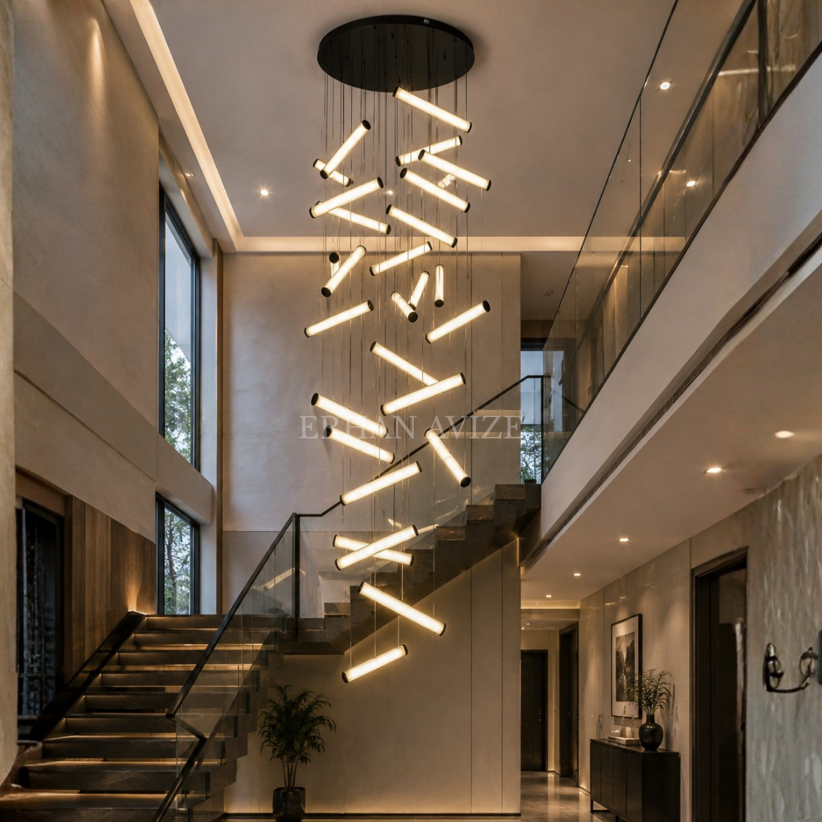 EASD-459 Modern Sarkıt LED Galeri Boşluğu Avizesi