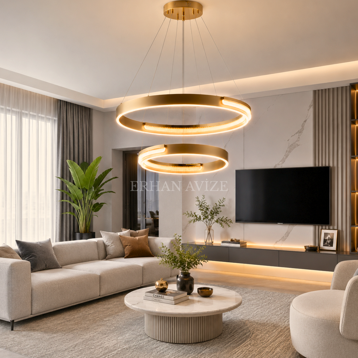 EASD-499-2’li Yuvarlak Modern LED Sarkıt Avize