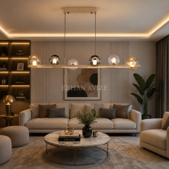 EASD-492-Y Modern Renkli Camlı Sıralı LED Yemek Masası Avizesi