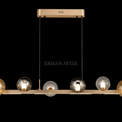 EASD-492-Y Modern Renkli Camlı Sıralı LED Yemek Masası Avizesi