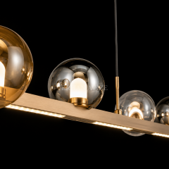 EASD-492-Y Modern Renkli Camlı Sıralı LED Yemek Masası Avizesi