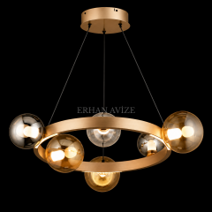 EASD-492 Yuvarlak Renkli Camlı Modern LED Avize
