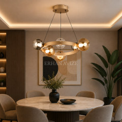 EASD-492 Yuvarlak Renkli Camlı Modern LED Avize