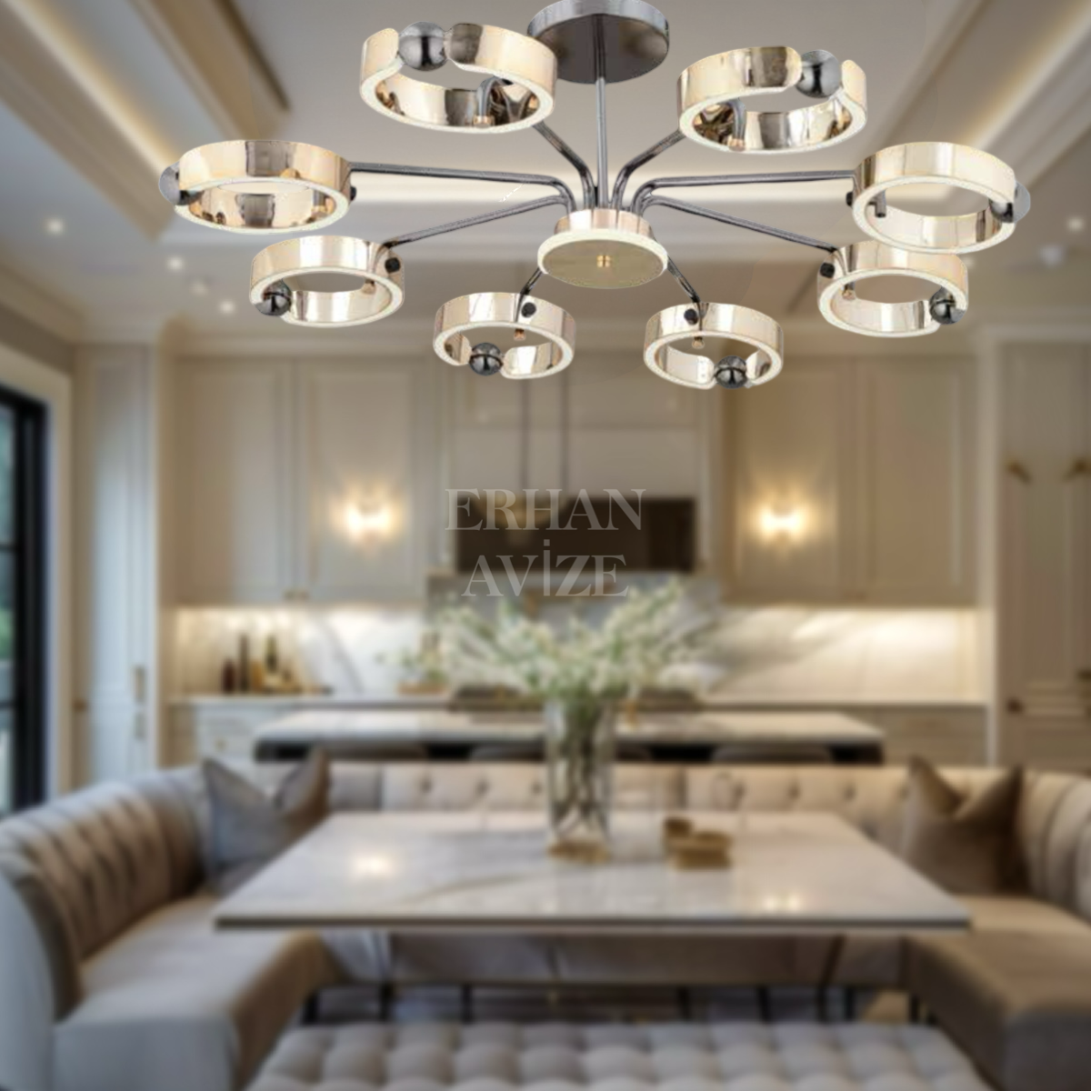 EASD-246 8’li Gold  LED Avize