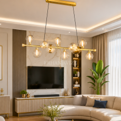 EASD-457-Y Gold Modern Camlı Yemek Masası Avizesi