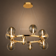 EASD-457-12’li Gold Modern Camlı Yuvarlak LED Avize