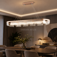 EASD-376-Y Vizon Modern Camlı LED Yemek Masası Avizesi