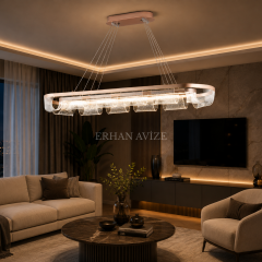 EASD-376-Y Vizon Modern Camlı LED Yemek Masası Avizesi