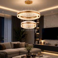 EASD-489 2’li Gold Modern Kristal Dokulu LED Avize