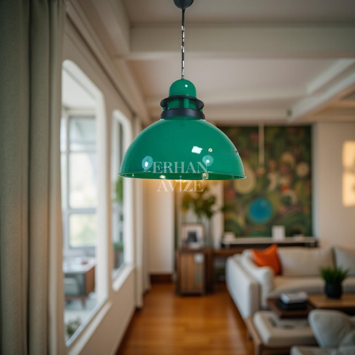 EART-49 30’luk Retro Yeşil Avize