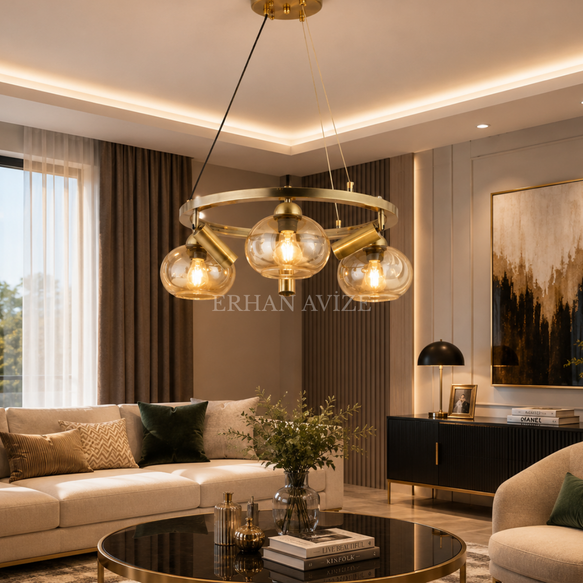 EASD-593 3’lü Bal Camlı Eskitme Modern Avize