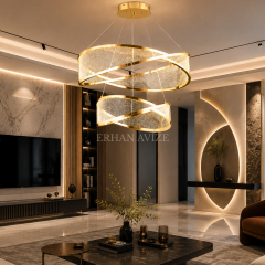EASD-365 2’li Gold Modern LED Avize – 40×60 cm