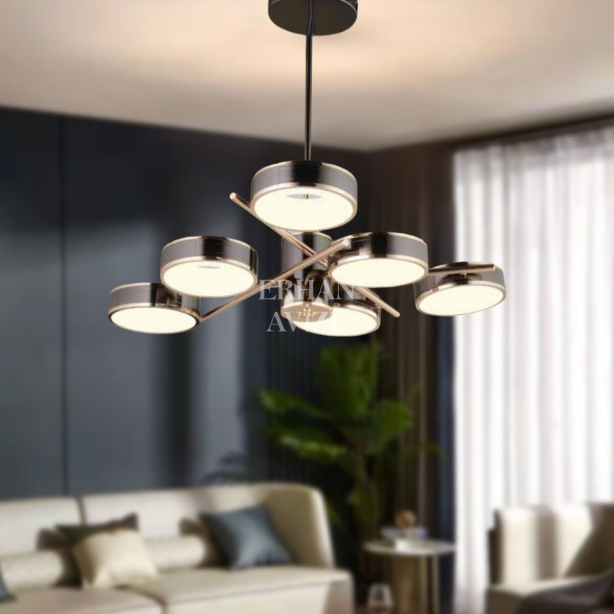 EASD-225 6’lı Siyah LED Avize