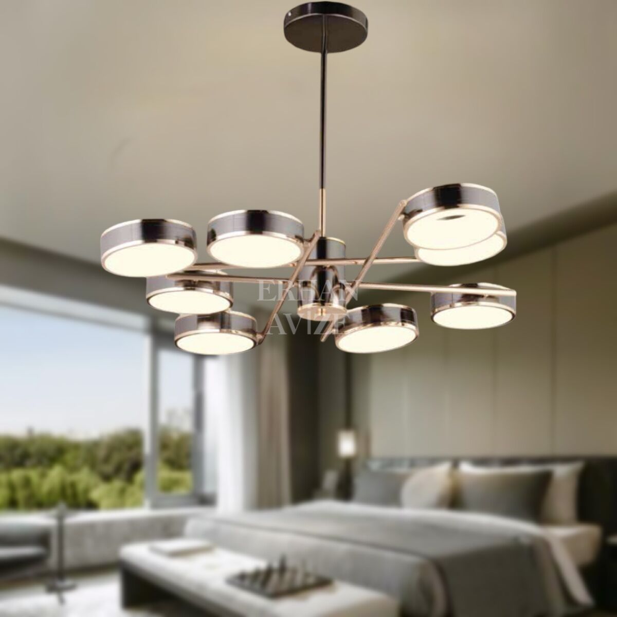 EASD-225 8’li Siyah LED Avize