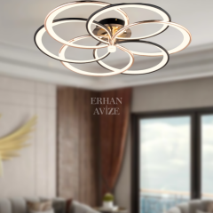 EASD-240 6’lı Plafonyer Siyah LED Avize