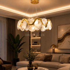 EADM-56 Yuvarlak Eskitme Modern LED Avize – 60 cm