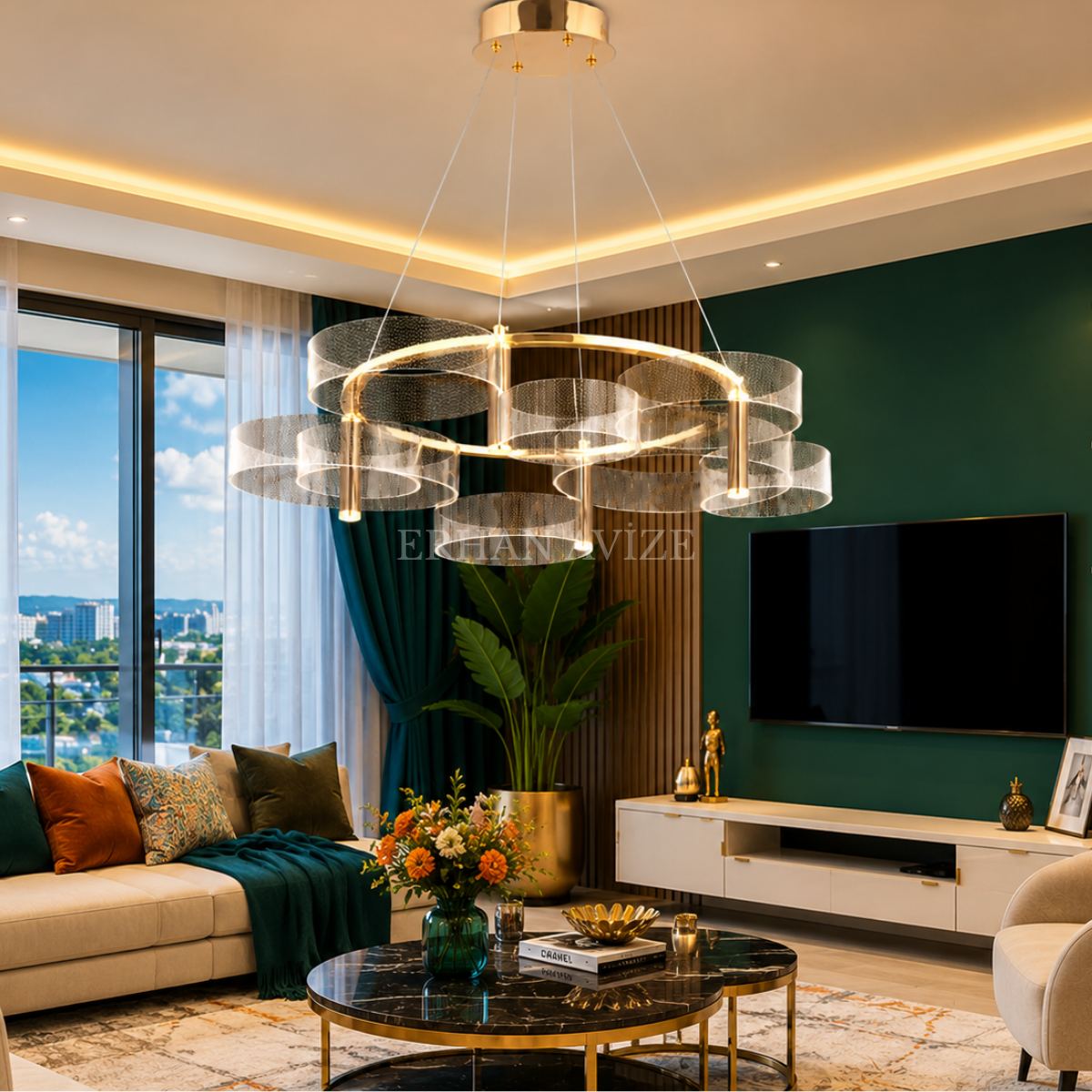 EASD-537 Yuvarlak Modern LED Avize – 80 cm