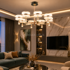 EASD-424 8’li Modern Kristal LED Avize – 70 cm