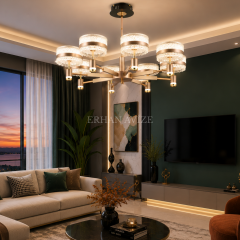EASD-424 8’li Modern Kristal LED Avize – 70 cm