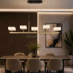 EASD-426 5’li Yemek Masası Modern LED Avize – 100 cm