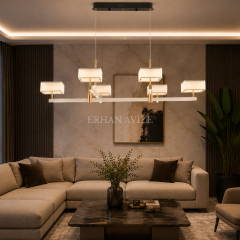 EASD-426 6’lı Yemek Masası Modern LED Avize – 90 cm