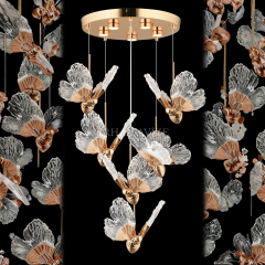 EASD-433 6’lı Gold Kelebek LED Avize – 25 cm