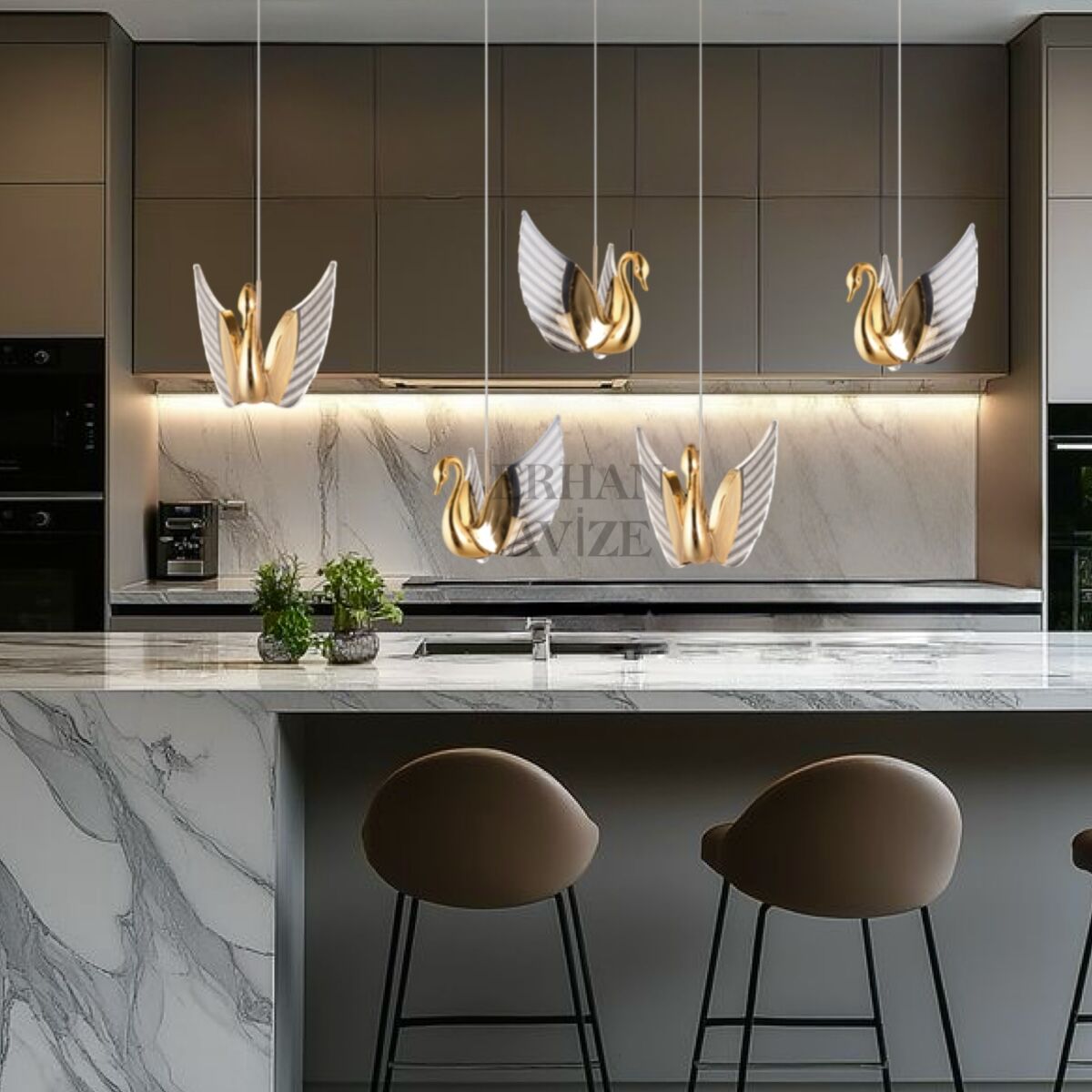 EAAD-84 YM 5’li Sıralı Gold LED Avize