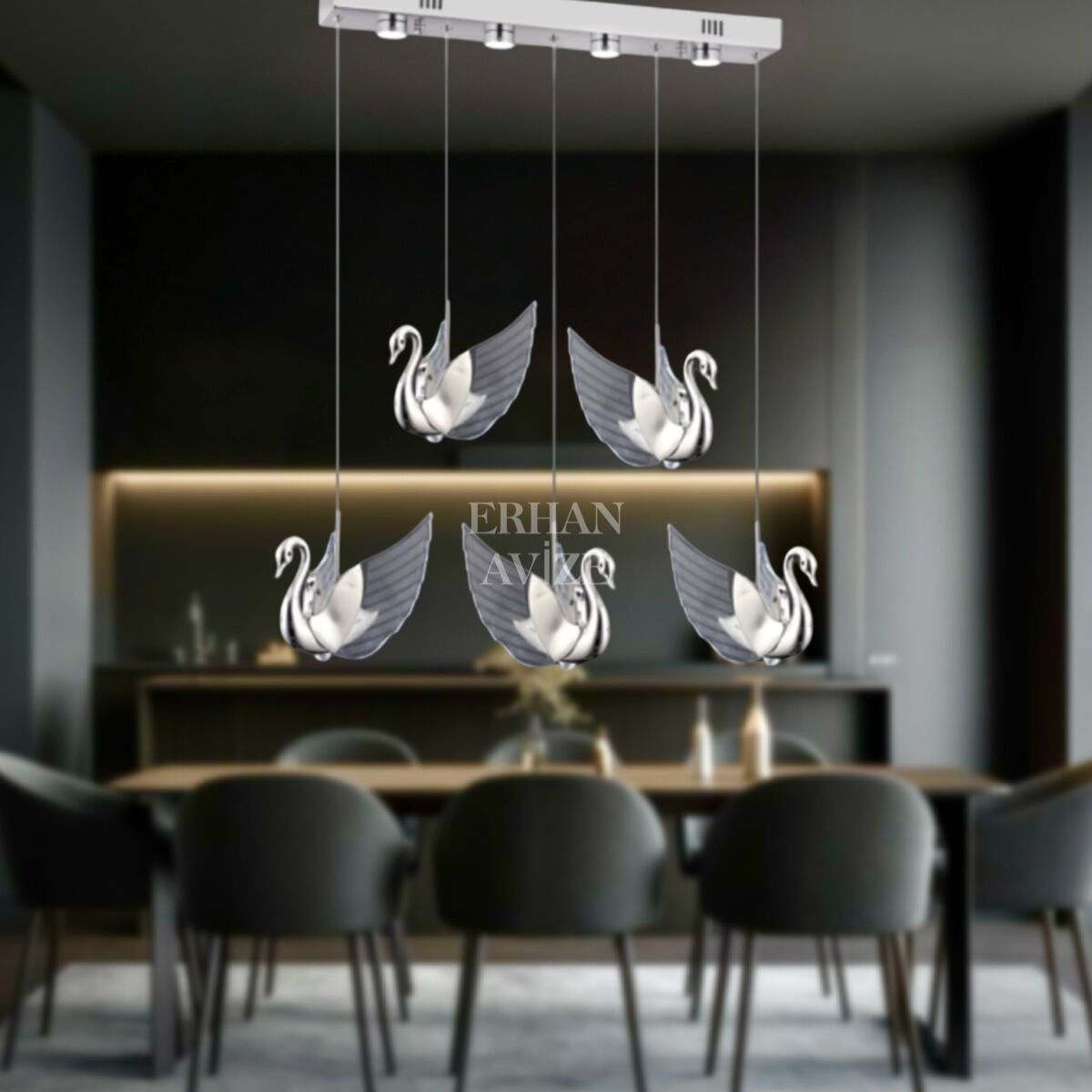 EAAD-84 YM 5’li Krom Sıralı LED Avize