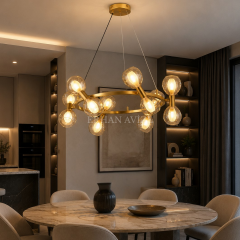 EADM-66 Yuvarlak Gold Modern Avize – 60 cm