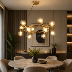 EADM-66 Yuvarlak Gold Modern Avize – 60 cm