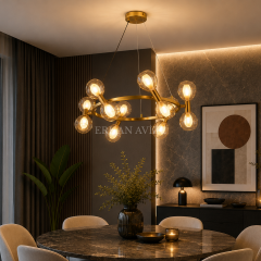 EADM-66 Yuvarlak Gold Modern Avize – 60 cm