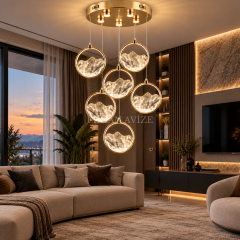 EASD-396 6’lı Gold Modern Sarkıt LED Avize